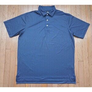 FootJoy FJ Mens XL Golf Polo Shirt Navy Blue Diamond Short Sleeve Performance